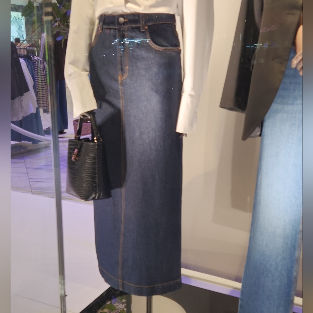H&M Denim long skirt maxi topstitched dark blue size 6, 10 BNWT - Picture 13 of 15
